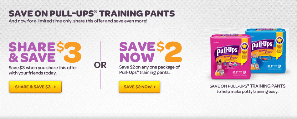 Save on Pull-Ups® Training Pants. And now for a limited time only, share this offer and save even more!